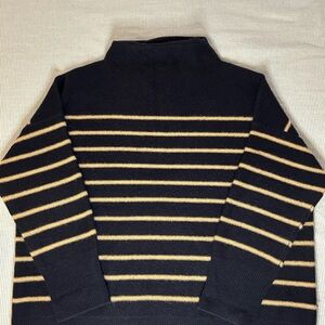 Vince Striped Turtleneck Sweater in Black and Tan